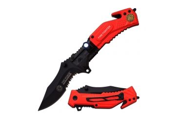 Image of TAC Force Folding Blade, 3.5in, Stainless Steel Blade, Black Red 2 Tone Aluminum Handle TF-874FD
