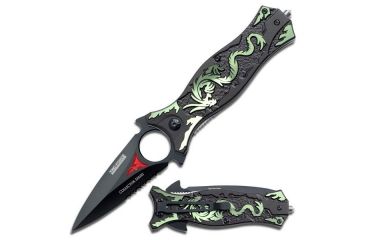 Image of TAC Force Folding Blade, 3.5in, Stainless Steel Blade, Green Dragon Aluminum Handle TF-707GN