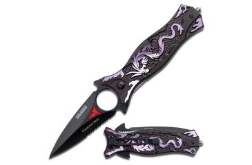 Image of TAC Force Folding Blade, 3.5in, Stainless Steel Blade, Purple Dragon Aluminum Handle TF-707PE
