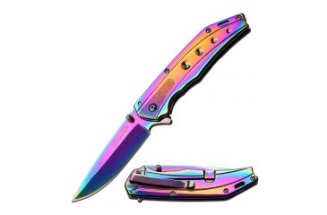 Image of TAC Force Folding Blade, 3.5in, Stainless Steel Blade, Rainbow Ti-Coated Stainless Steel Handle TF-925RB