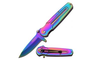 Image of TAC Force Folding Blade, 3.5in, Stainless Steel Blade, Rainbow Titanium Coated Stainless Steel Handle TF-843