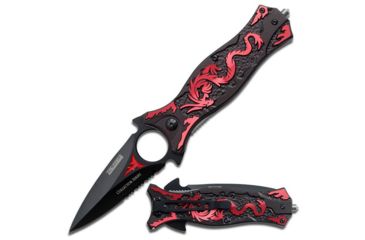 Image of TAC Force Folding Blade, 3.5in, Stainless Steel Blade, Red Dragon Aluminum Handle TF-707RD