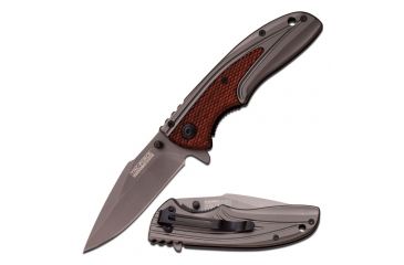 Image of TAC Force Folding Blade, 3.5in, Stainless Steel Blade, Red Wood And Grey Ti-Coating Stainless Steel Handle TF-890