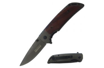 Image of TAC Force Folding Blade, 3.5in, Stainless Steel Blade, Red Wood And Grey Titanium Coated Stainless Steel Handle TF-888