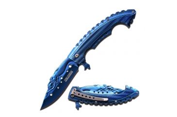 Image of TAC Force Folding Blade, 3.75in, Stainless Steel Blade, Blue Titanium Coated Stainless Steel Handle TF-864BL