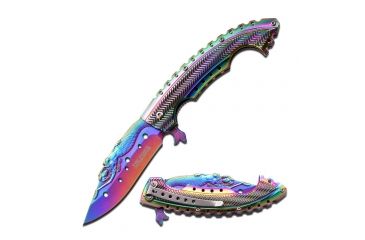 Image of TAC Force Folding Blade, 3.75in, Stainless Steel Blade, Rainbow Titanium Stainless Steel Handle TF-864RB