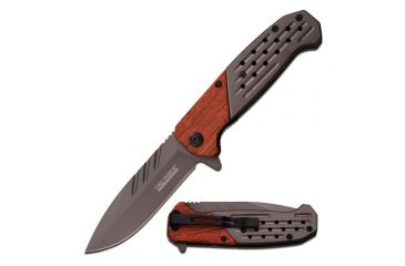 Image of TAC Force Folding Blade, 3.9in, Stainless Steel Blade, Gray Ti-Coated Stainless Steel Pakkawood Handle TF-895