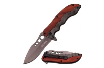 Image of TAC Force Folding Blade, 3.9in, Stainless Steel Blade, Gray Ti-Coated Stainless Steel Pakkawood Handle TF-897