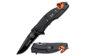 Image of TAC Force Folding Blade, 3in, Stainless Steel Blade, Black And Orange Aluminum Handle TF-525EM