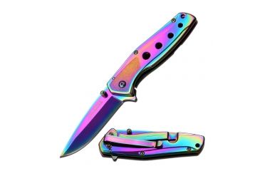 Image of TAC Force Folding Blade, 3in, Stainless Steel Blade, Rainbow Ti-Coated Stainless Steel Handle TF-926RB