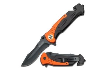 Image of TAC Force Folding Blade, 4.5in, Stainless Steel Blade, Orange And Black Aluminum Handle TF-727EM