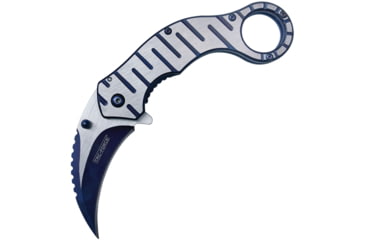 Image of TAC Force Hawkbill Spring Assisted Knife w/Pocket Clip, 2.5 in, 3Cr13 Stainless Steel Stainless Steel, Satin/Blue, TF-952BL
