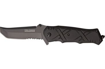 Image of Tac Force Framelock Fold Knife, HC SS PS tanto blade, Compo. handle on front with criss-cross Handle TF625BK