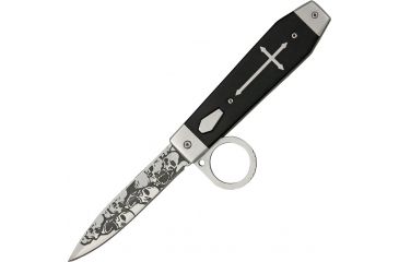 Image of Tac Force Goth Folder A/O Fold Knife, SS daggerA/O blade, Coffin shaped handles w/ black Comp. inlay Handle TF595BW