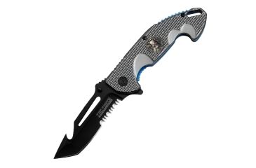 Image of TAC Force Gut Hook Blade Skull Knife, Grey/Blue TF 751BL