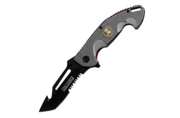 Image of TAC Force Gut Hook Blade Skull Knife, Grey/Red TF 751RD