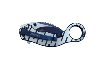 Image of TAC Force Hawkbill Spring Assisted Knife w/Pocket Clip, 2.5 in, 3Cr13 Stainless Steel Stainless Steel, Satin/Blue, TF-952BL