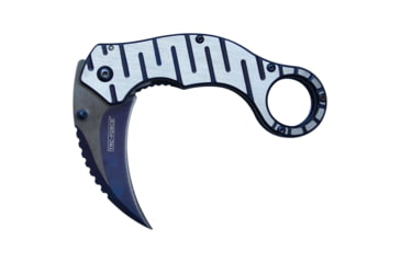 Image of TAC Force Hawkbill Spring Assisted Knife w/Pocket Clip, 2.5 in, 3Cr13 Stainless Steel Stainless Steel, Satin/Blue, TF-952BL