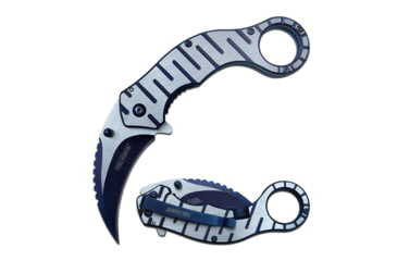 Image of TAC Force Hawkbill Spring Assisted Knife w/Pocket Clip, 2.5 in, 3Cr13 Stainless Steel Stainless Steel, Satin/Blue, TF-952BL