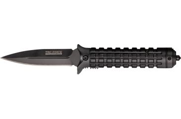 Image of Tac Force Knurled A/O Linerloc Fold Knife, black coated HC steel TF712BK