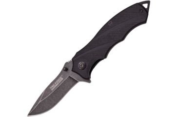 Image of TAC Force Linerlock A/O Black Folding Knife,3.25in,Stainless Steel,Drop Point,Stonewash,Black,G10 Handle TF849BK