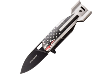 Image of TAC Force Drop Point Spring Assisted Knife, 2.25 in, 3Cr13 Stainless Steel Stainless Steel, Grey/Flag, TF-1039BFG
