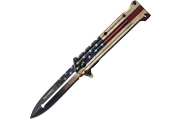 Image of TAC Force Spear Point Spring Assisted Knife w/Pocket Clip, 3 in, 3Cr13 Stainless Steel Stainless Steel, Satin Flag, TF-457F