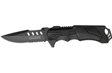 Image of Tac Force Linerlock A/O Fold Knife 4.75, PS black coated SS spear point blade, Black finish Alum. handle TF690BK