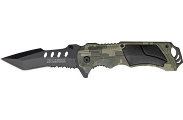Image of Tac Force Linerlock A/O Fold Knife 4.75, PS black coated SS spear point blade, OD camo finish Alum. handle TF690TC