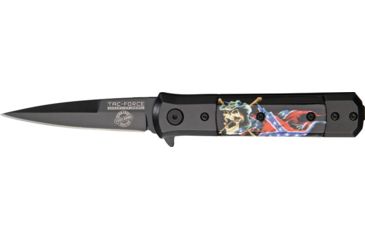 Image of Tac Force Linerlock A/O Fold Knife 4in., black finish SS blade, Black Alum. handles with Compo. inlay with color c TF674CS
