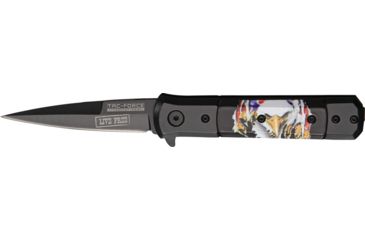 Image of Tac Force Linerlock A/O Fold Knife 4in., black finish SS blade, Black Alum. handles with Compo. inlay with color p TF674E