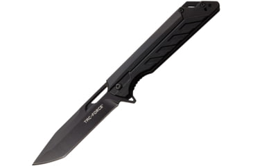Image of TAC Force Linerlock A/O Folding Knife, 3.5 black finish 3Cr13 stainless tanto blade, Black anodized aluminum handle, TF-1034BK