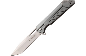 Image of TAC Force Linerlock A/O Folding Knife, 3.5 satin finish 3Cr13 stainless tanto blade, Gray anodized aluminum handle, TF-1034GY