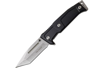 Image of TAC Force Linerlock A/O Folding Knife, 5in Closed, 3.63in Stonewash 3Cr13 SS Tanto Blade, Black Anodized Aluminum Handle, Thumb Stud, Pocket Clip, TF-969BK