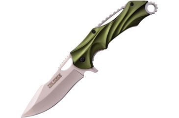 Image of TAC Force Linerlock A/O Green Folding Knife,3.5in,Stainless Steel,Satin,Green,Aluminum Handle TF858GN