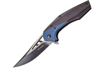 Image of TAC Force Linerlock Folding Knife, 4.5in Closed, 3.25in Two-Tone Finish 3Cr13 SS Blade, Black/Blue Tini Finish SS Handle, Pocket Clip, Ball Bearing Pivot, TF-977BL