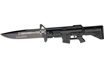 Image of Tac Force M-16 Speed A/O Fold Knife, black SS blade, Black anodized Alum. handles in shape of M-16 TF741BK