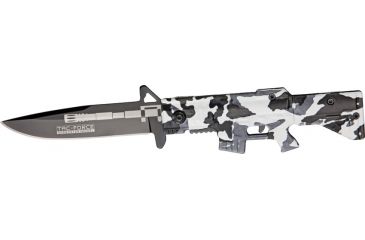 Image of Tac Force M-16 Speed A/O Fold Knife, black SS blade, Compo. white Camo handles in shape of M-1 TF741DW