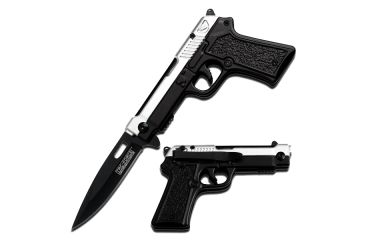 Image of TAC Force Pistol Folding Handle 4.5in Knife, Silver/Black TF 771SB