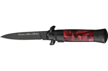 Image of Tac Force Prem. Milano Fold Knife, Black Blade, black SS A/O blade, Black Alum. handles w/ red and black swirl Cell. i TF675RBB