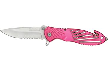 Image of Tac Force Rescue A/O Lock Fold Knife 3 3/8in., HC steel, A/O, PS blade, Pink anodized Alum. handle TF702PK