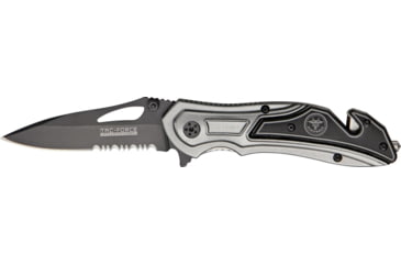Image of Tac Force Rescue Lock A/O Fold Knife 4.50in., black HC steel A/O blade, Gray anodized Alum. handle TF696AF