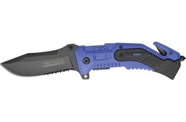 Image of Tac Force Rescue Lock A/O Fold Knife 4.50in., PS black SS A/O blade, Royal blue Alum. handles w/ black trim etched TF688NV