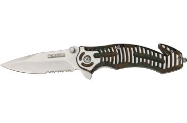 Image of Tac Force Rescue Lock A/O Fold Knife 4 7/8in., satin 440 SS PS A/O blade, Brown Camo Alum. handles w/ silver slot onlay trim TF681BC