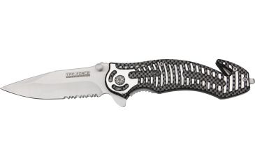 Image of Tac Force Rescue Lock A/O Fold Knife 4 7/8in., satin 440 SS PS A/O blade, Carbon fiber Alum. handles w/ silver slot onlay tr TF681CF