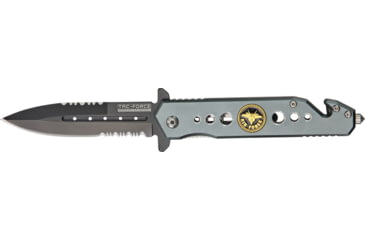 Image of Tac Force Rescue Lock Fold Lock 4.75in., black HC SS A/O PS Dagger, Gun metal gray anodized handles w/ Air Force inlay TF716AF