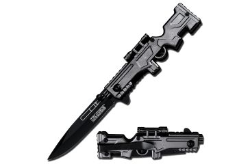Image of TAC Force Rifle Handle All Black Knife, Grey TF 772GY