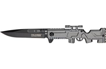 Image of Tac Force Rifle Lock Fold Knife, black 440 SS blade, Gray Alum. handle TF772GY