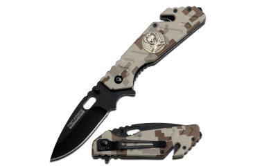 Image of TAC Force Skull Medallion Spring Assist Fold Knife, Camo TF 742DM