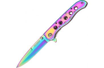 Image of Tac Force Slim Lock A/O Rainbow Fold Knife, Rainbow SS PE, Rainbow Handle TF803RB